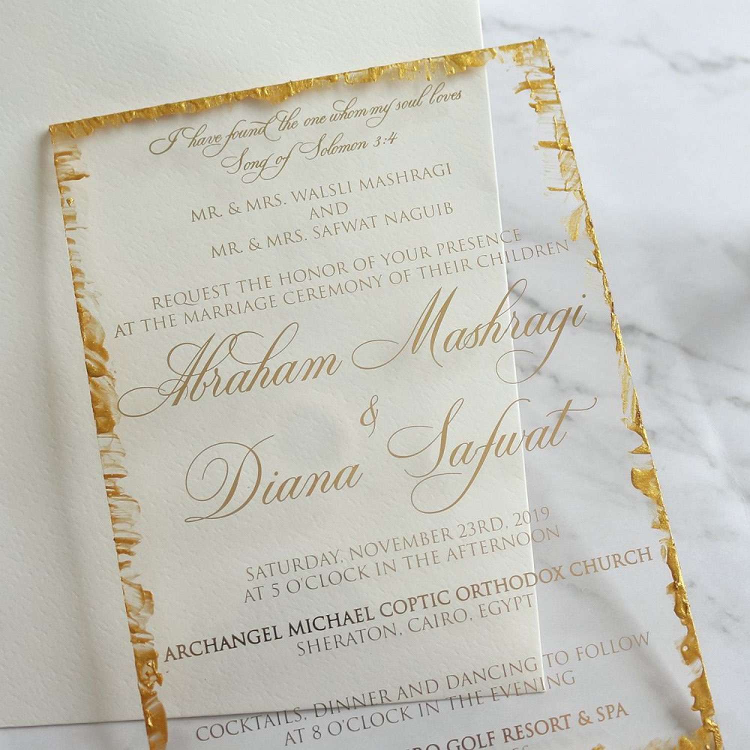 Foil Printing Acrylic Invitation Card Transparent Latest Invitation With Envelope